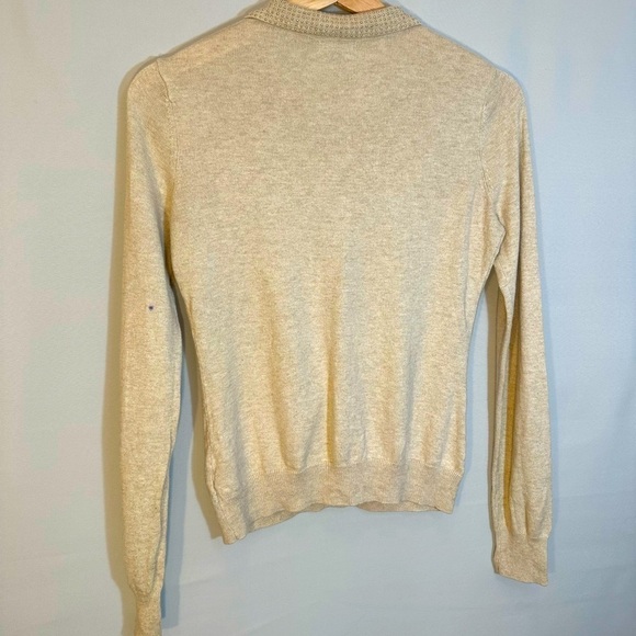 Merona Knit Tan Long Sleeve Peter Pan Gold Studded Embellished Collar Sweater XS - Picture 2 of 13